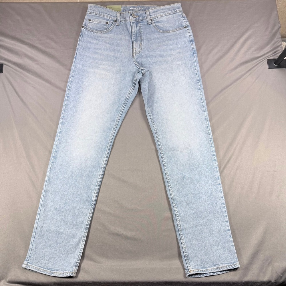 Goodfellow & Co Mens 32x32 Light Blue Cotton Athletic Tapered Total Flex Jeans